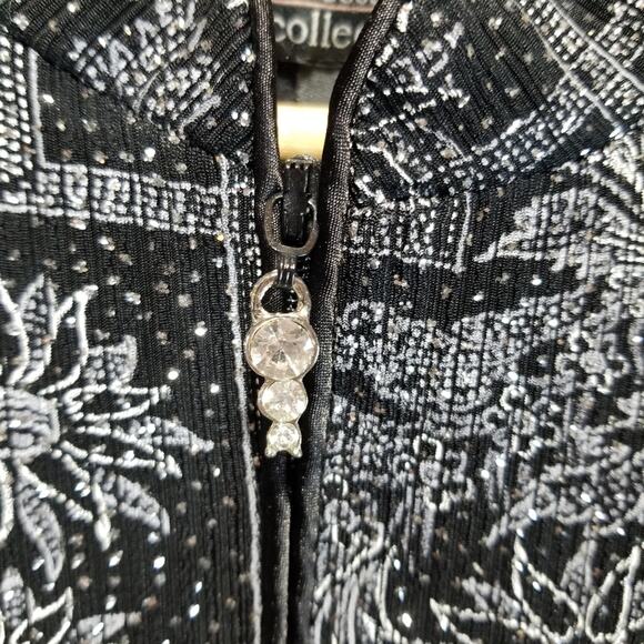 Dressbarn Jacket Womens 16 Plus Black Silver Glitter Dress Zip up - Picture 4 of 6